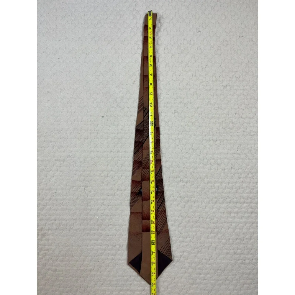Franck Oliver Abstract Silk Tie Paris Brown Geometric Stripes Retro | 4.5